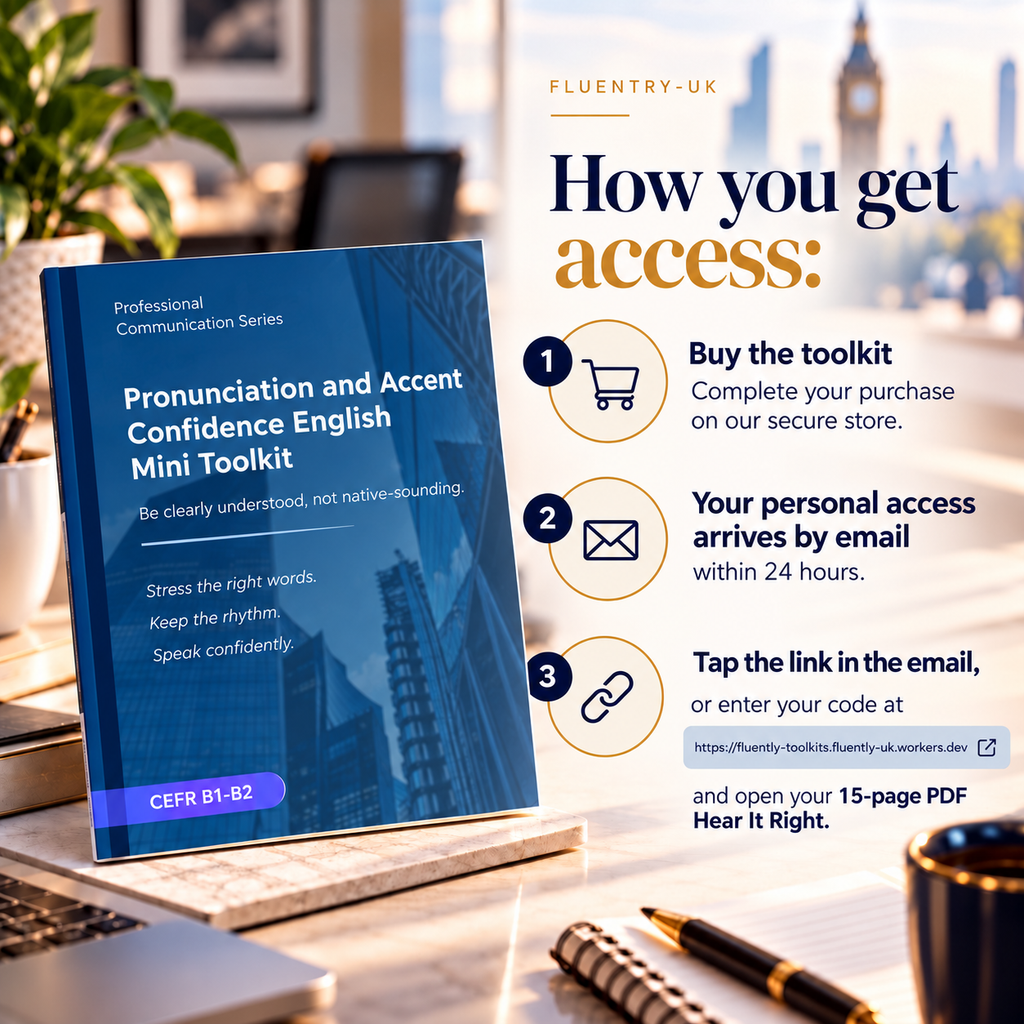 Pronunciation and Accent Confidence Toolkit | Interactive Toolkit + PDF | Professional Communication Series | F L U E N T R Y - U K