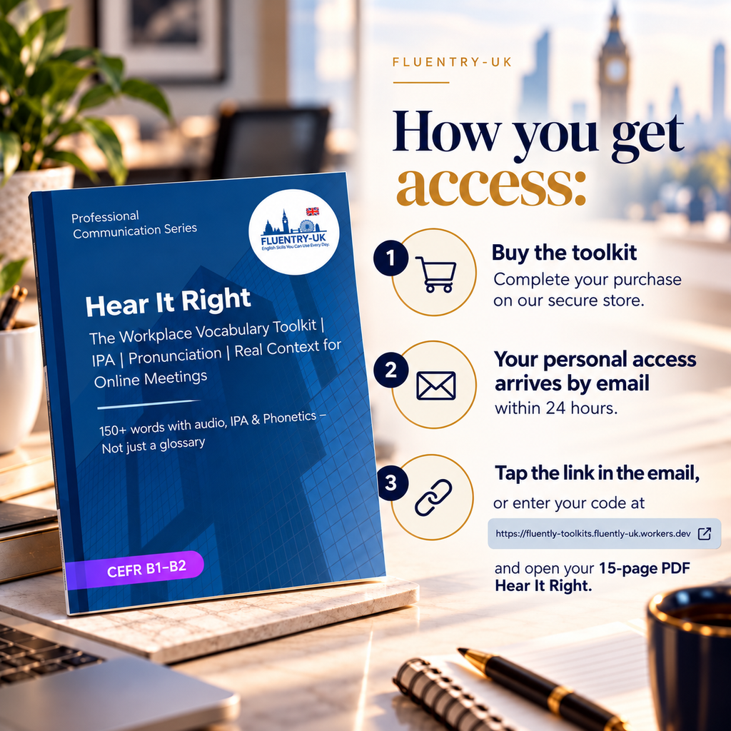 Hear It Right: The Workplace Vocabulary Toolkit | Interactive Toolkit + PDF | Professional Communication Series | F L U E N T R Y - U K