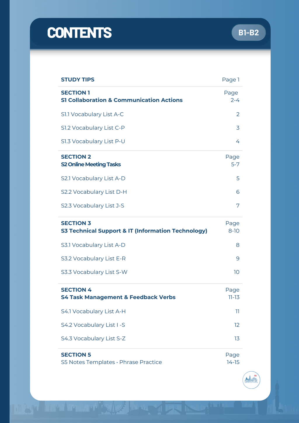 B1–B2 Vocabulary Charts for Online Meetings (Professional Communication Series)