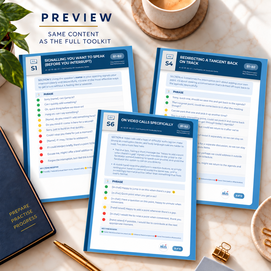 Interrupting & Joining in Meetings | Interactive Toolkit + PDF | Professional Communication Series | F L U E N T R Y - U K