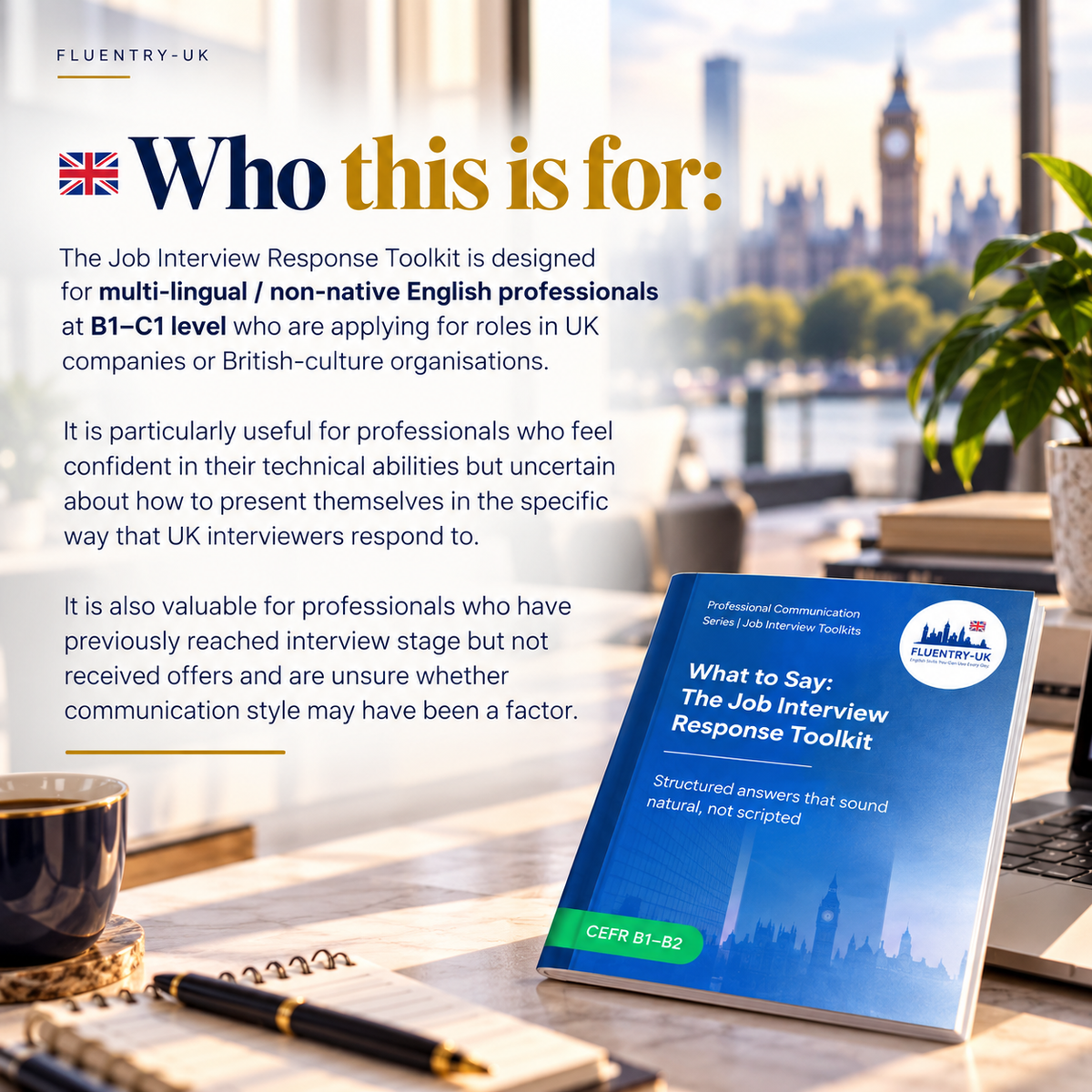 Job Interview Response Toolkit (Part 1) | Interactive Toolkit + PDF | Professional Communication Series | F L U E N T R Y - U K