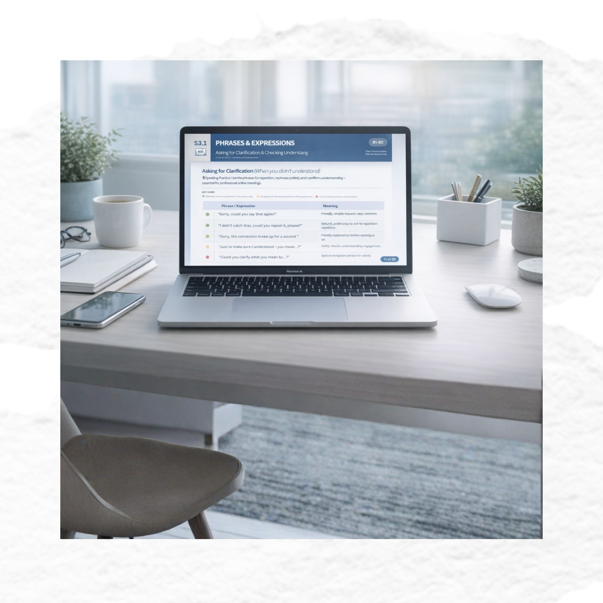 Remote Workplace Vocabulary Framework (B1–B2)